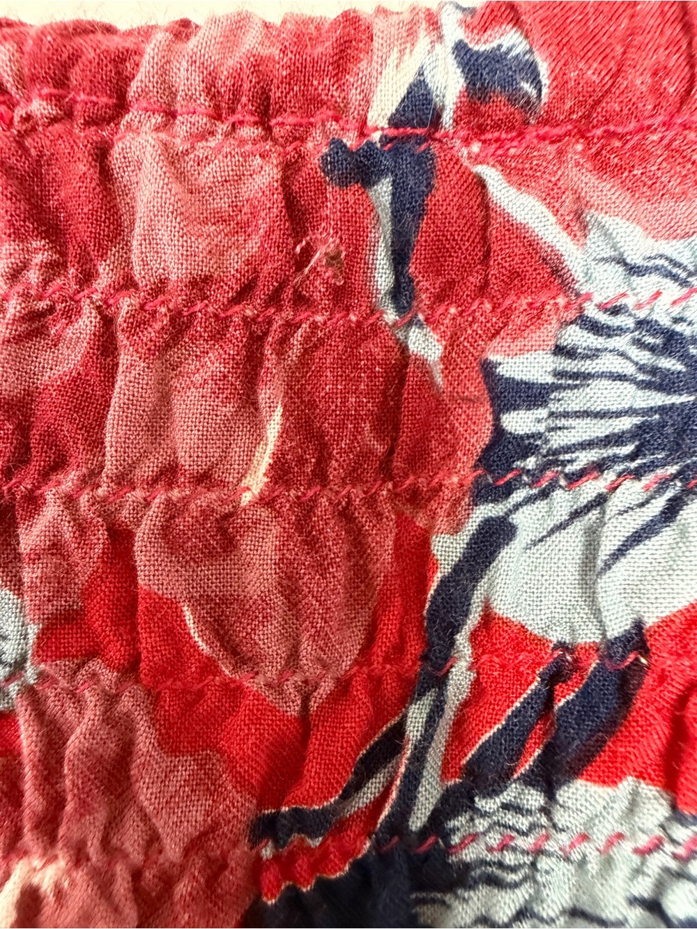 Auguste The Label ♥️💙 Strapless Smocked Red & Blue Floral Midi Dress - Picture 5 of 5